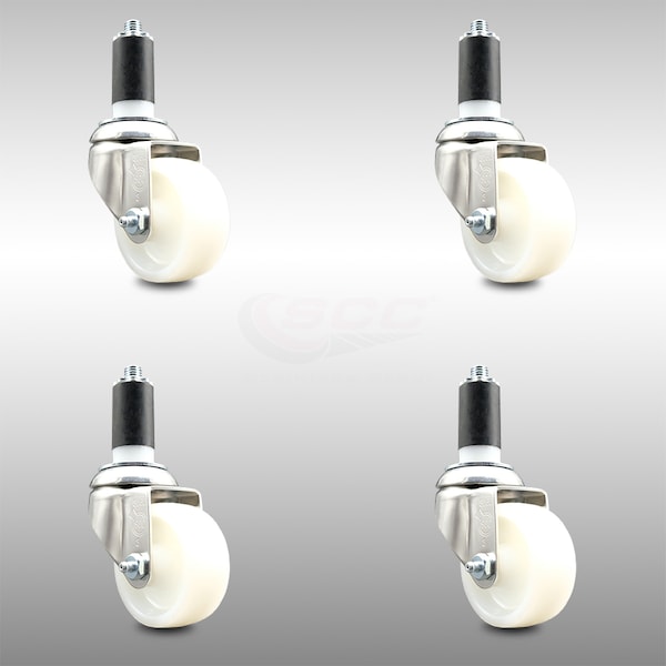 Service Caster 3 Inch 316SS Nylon Wheel Swivel 1-3/8 Inch Expanding Stem Caster Set SCC SCC-SS316EX20S314-NYS-138-4 - main